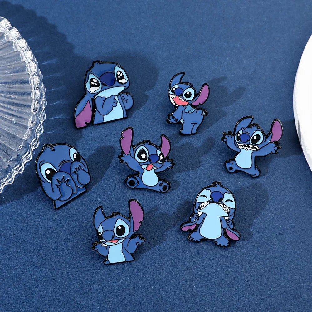7 Pcs Lilo & Stitch Enamel Pins Set | Creative Stitch Brooches for Backpacks, Clothing & Accessories