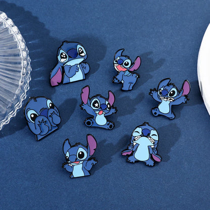 7 Pcs Lilo & Stitch Enamel Pins Set | Creative Stitch Brooches for Backpacks, Clothing & Accessories