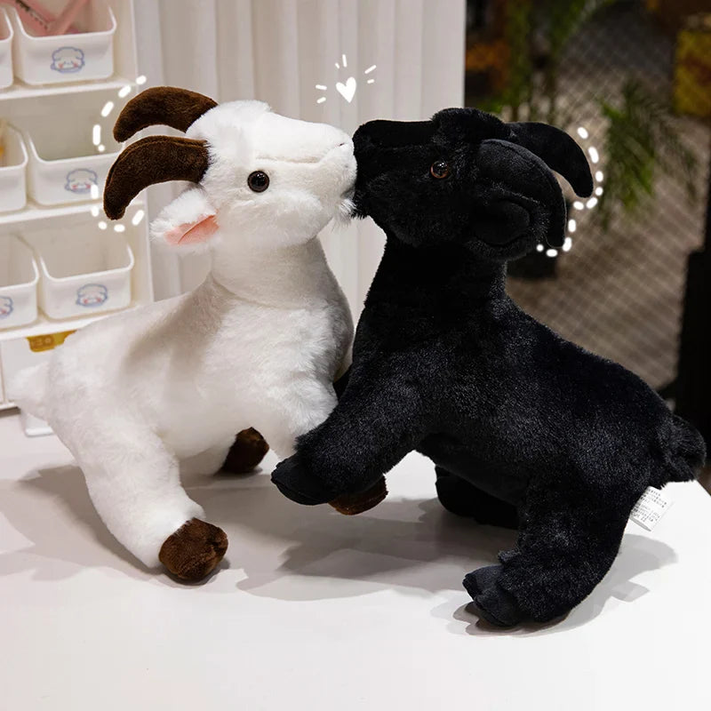 30/40cm Ranch Animal Plush Toy — Soft Lifelike Black & White Goat Simulation Doll, Cute Mountain Animal for Kids, Halloween Gift