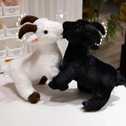 30/40cm Ranch Animal Plush Toy — Soft Lifelike Black & White Goat Simulation Doll, Cute Mountain Animal for Kids, Halloween Gift