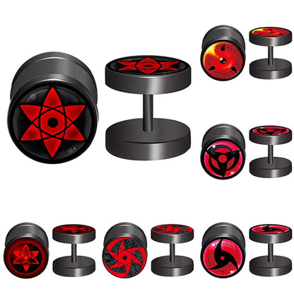 Anime Naruto Earrings – Uzumaki & Uchiha Itachi Sharingan Studs, Cosplay Accessories for Men, Women & Girls Gift