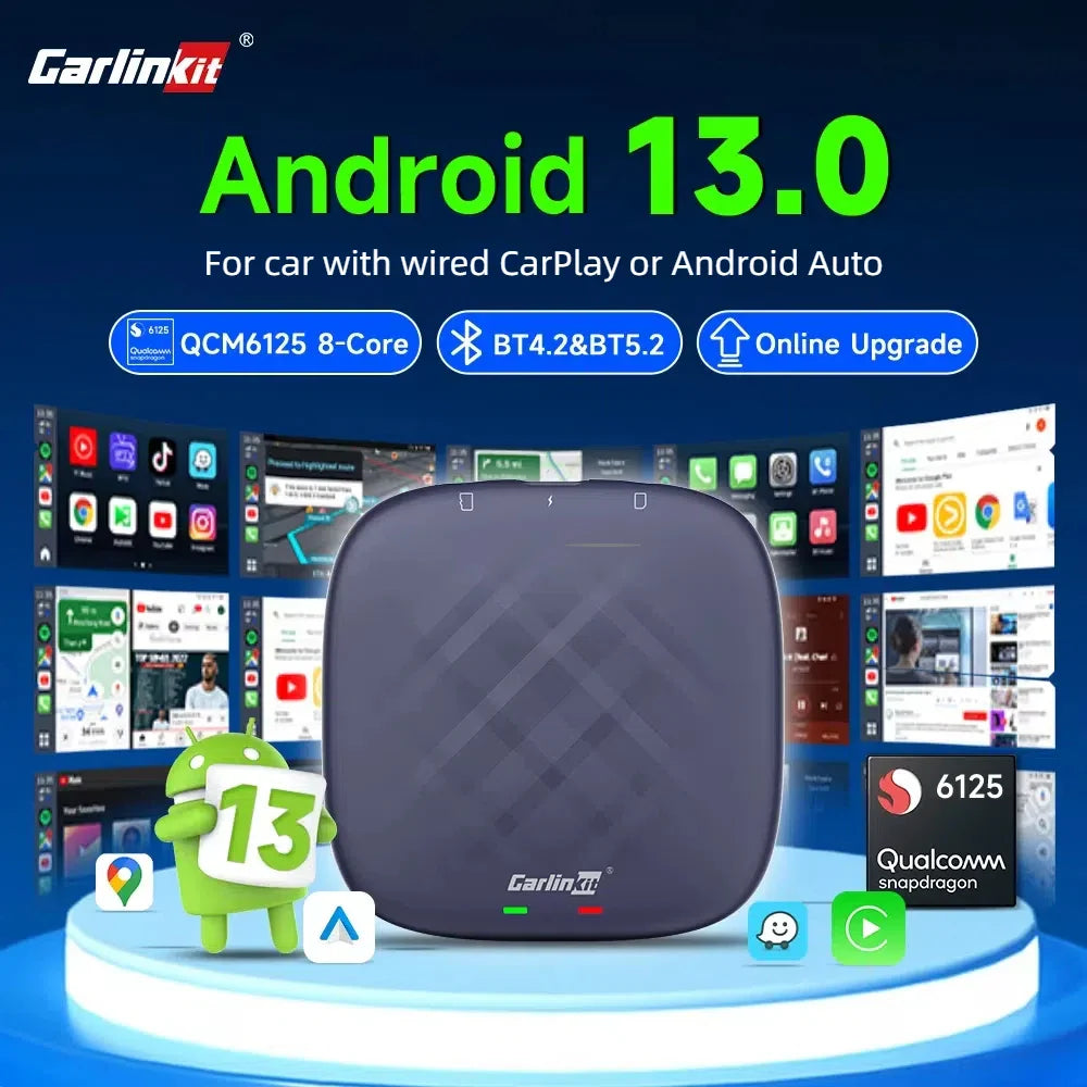 CarlinKit Android 13 AI TV Box – 8-Core Wireless CarPlay & Android Auto with Split Screen, 64G/128G for Netflix, YouTube, Play Store