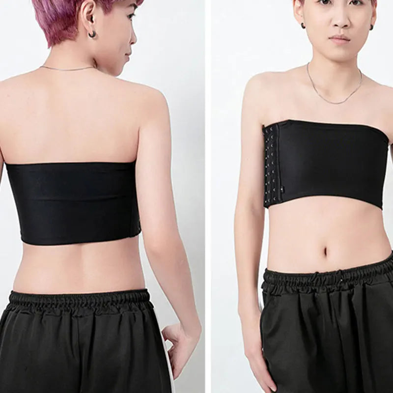 Women’s Chest Binder Crop Top – Flat Breast Binder Bra, Tomboy Body Shaper with Buckle