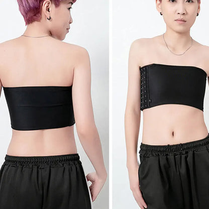 Women’s Chest Binder Crop Top – Flat Breast Binder Bra, Tomboy Body Shaper with Buckle