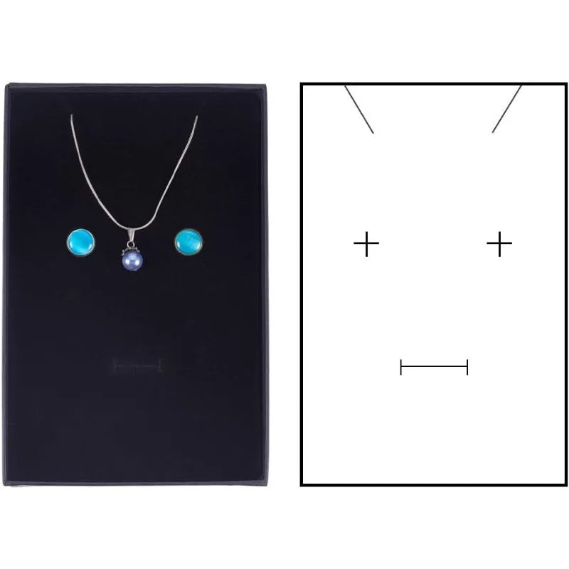 6-Pack Black Necklace Gift Boxes — 7.8x5x1.2" Kraft Cardboard Jewelry Boxes with Sponge for Necklace & Earrings, Mother’s Day Gift