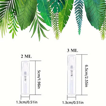 100PCS Mini Spray Bottles 2ml/3ml – BPA-Free Clear Refillable Travel Atomizer for Perfume & Cosmetics Portable Fine Mist Sprayer