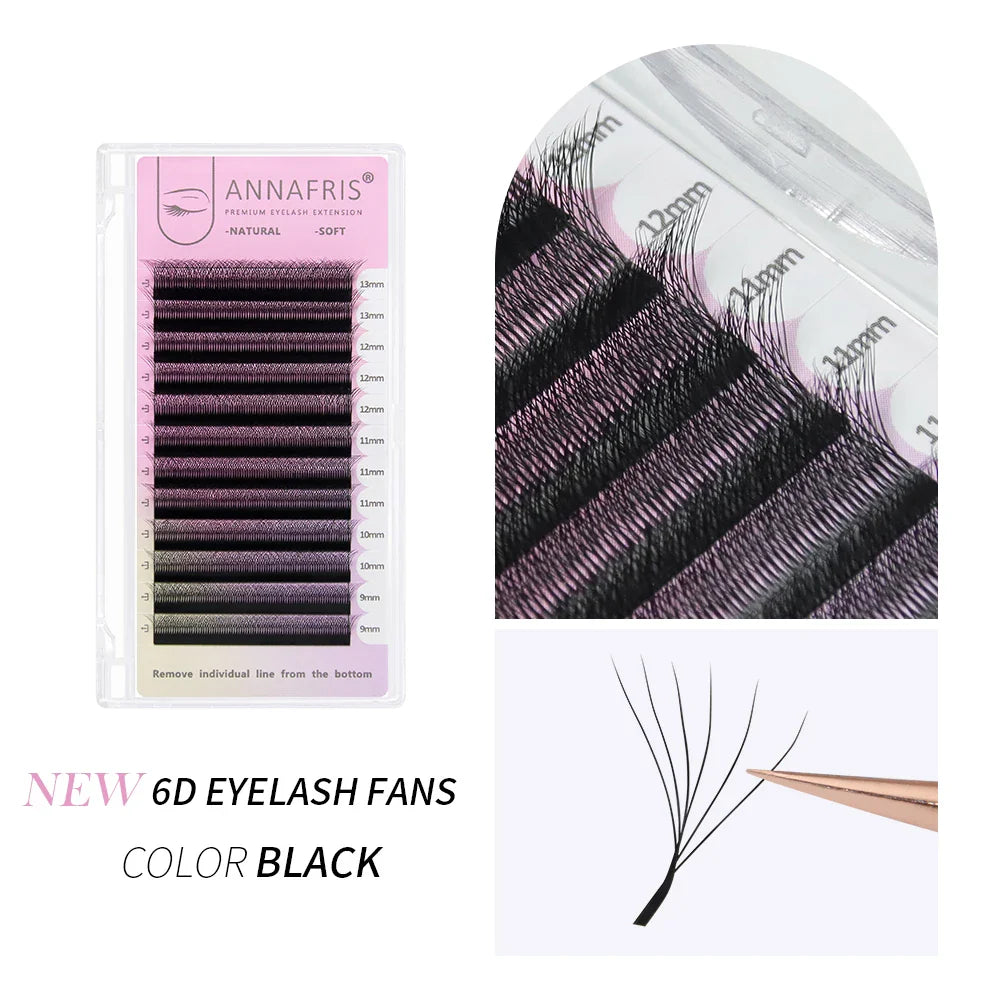 ANNAFRIS Premade Volume Lash Fans – YY 3D 4D 5D W-Shaped Automatic Flowering Mink Eyelash Extensions, Soft & Dense