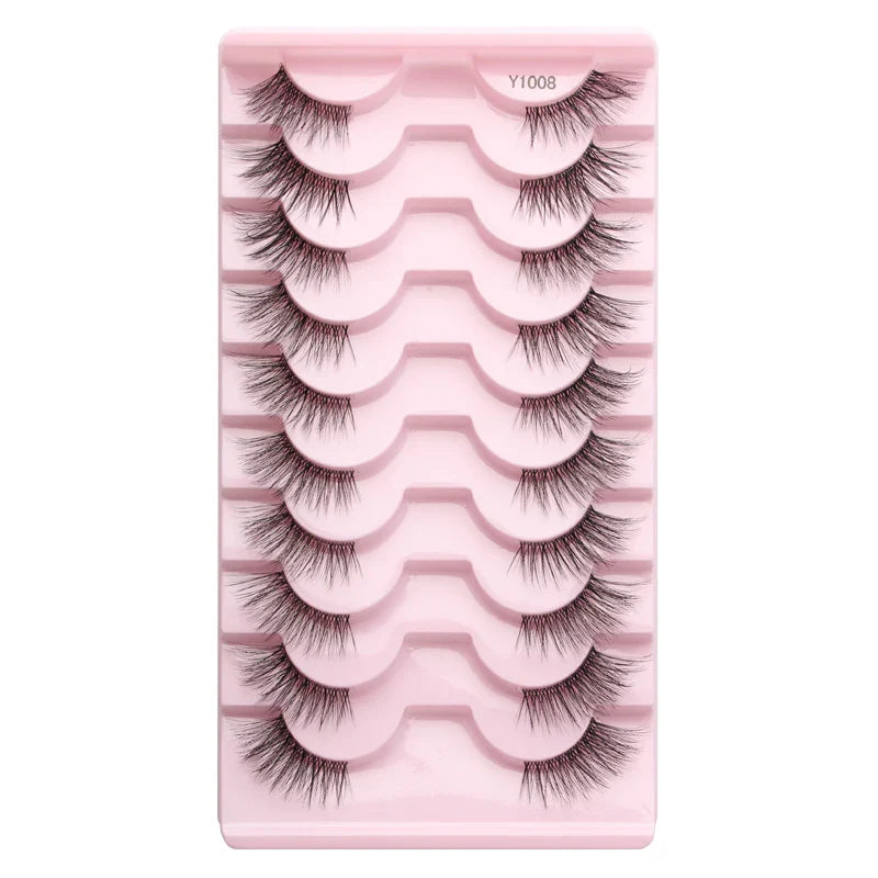 SHIDISHANGPIN 5/10 Pairs Cat Eye False Lashes – 3D Mink Half Lashes, Eyelash Extensions for Natural Makeup, Faux Cils Maquiagem