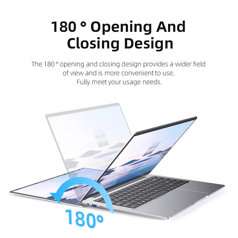 14.1" Ultra Slim Laptop – Intel Atom A3950, 12GB RAM, 1–2TB SSD, Windows 11 Pro, 1080P HD Notebook for Office & Study