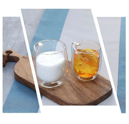 150-350ml Heat Resistant Borosilicate Glass Mug – Double Wall Coffee Cup with Handle, Clear Milk & Water Cup Gift