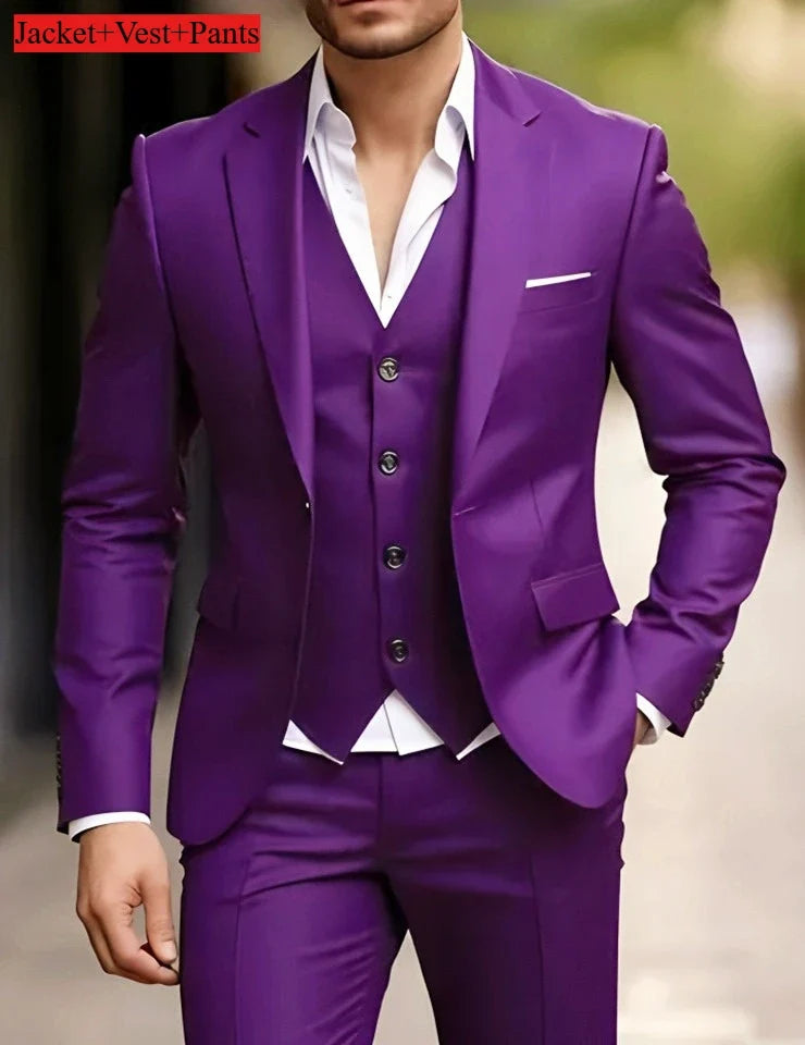 Men's Slim Fit Tuxedo Suit Set - Elegant Black Formal Suit for Weddings, Business & Special Occasions
