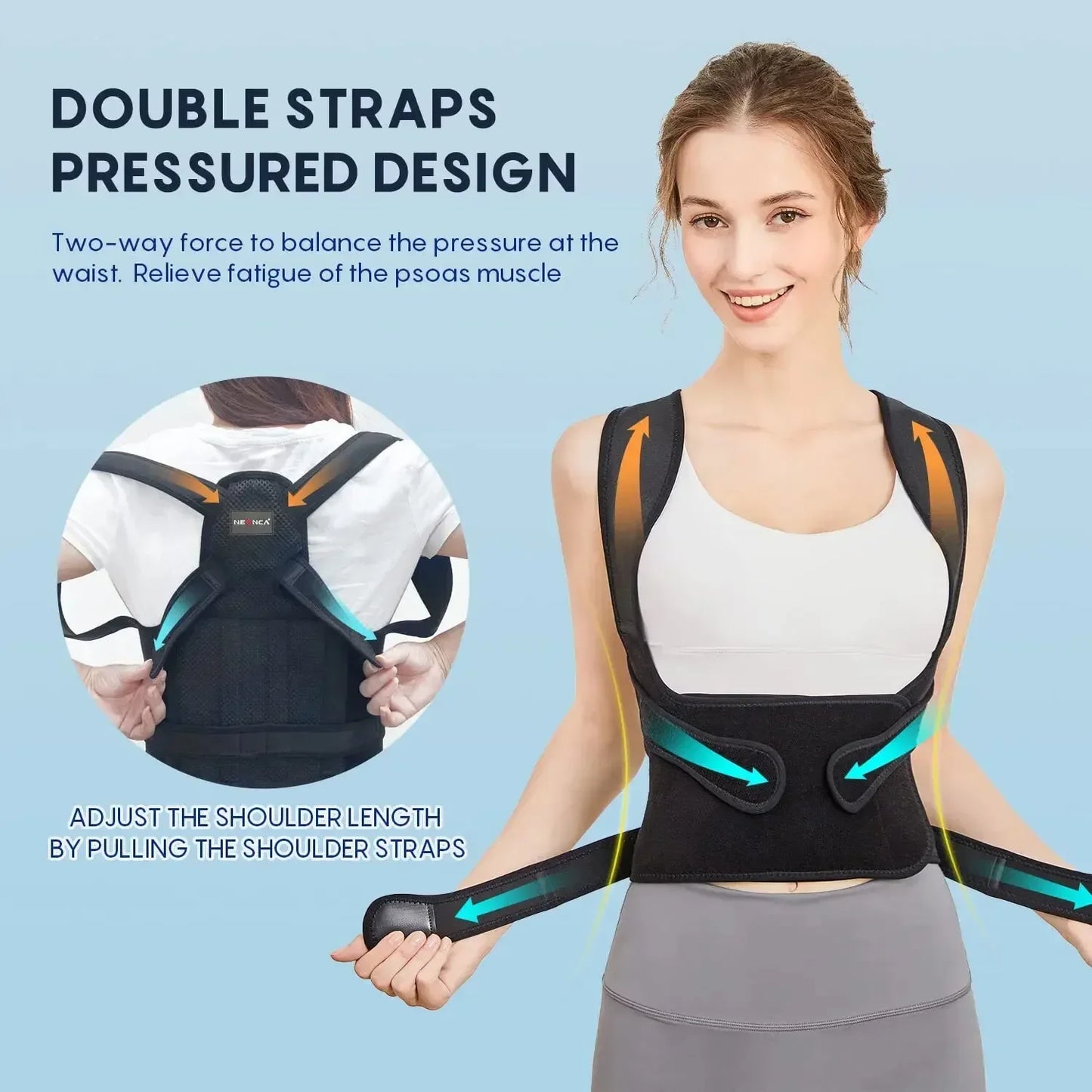 Adjustable Posture Corrector Back Brace – Orthopedic Spinal Support for Men & Women, Comfortable Upper Back Strap