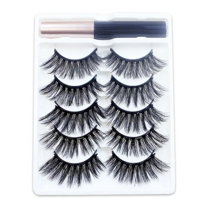 REDSIREN 5 Pairs Magnetic Eyelashes with Eyeliner – Reusable Thick Natural False Lashes