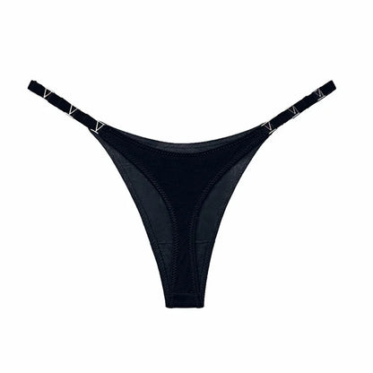 Women’s Sexy V-Shaped Panties – Low Waist Sports Briefs with Metal Decoration Lingerie