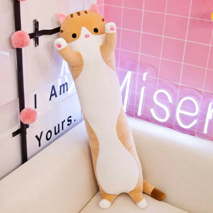 Cute Soft Long Cat Plush Toys - 50/70cm Stuffed Nap Pillow for Office, Bed, and Home Decor - Perfect Gift Doll for Kids and Girls