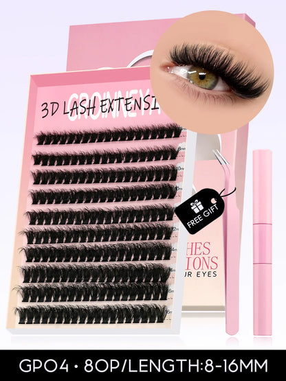 GROINNEYA Eyelash Clusters Kit – Large Capacity Wispy Individual Lashes for Natural DIY Extensions, Beginner-Friendly