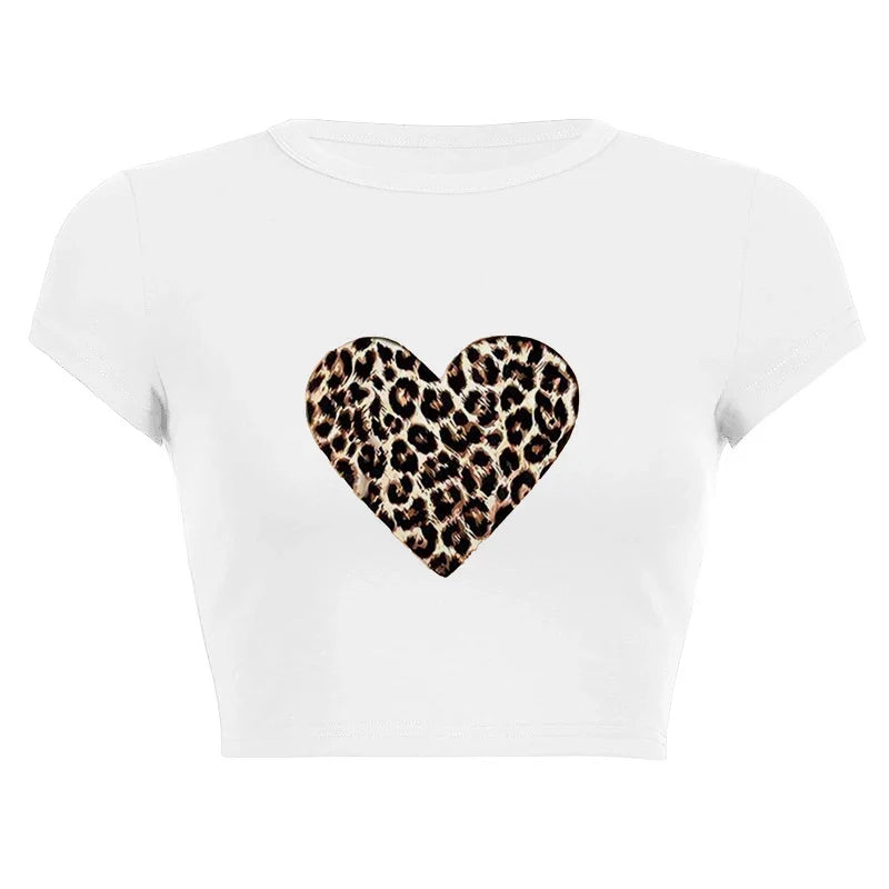 Harajuku Y2K Women’s White Crop Top – Casual Short Loose Summer Tee