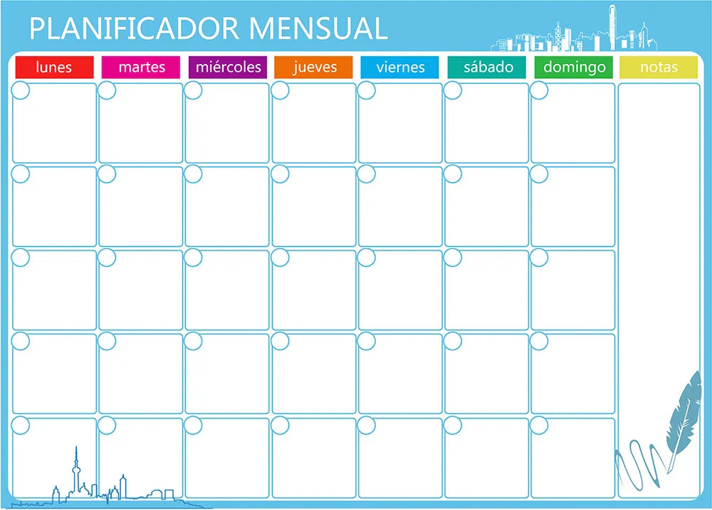 A3 Dry Erase Whiteboard Fridge Calendar – Weekly & Monthly Planner in Spanish, French, English
