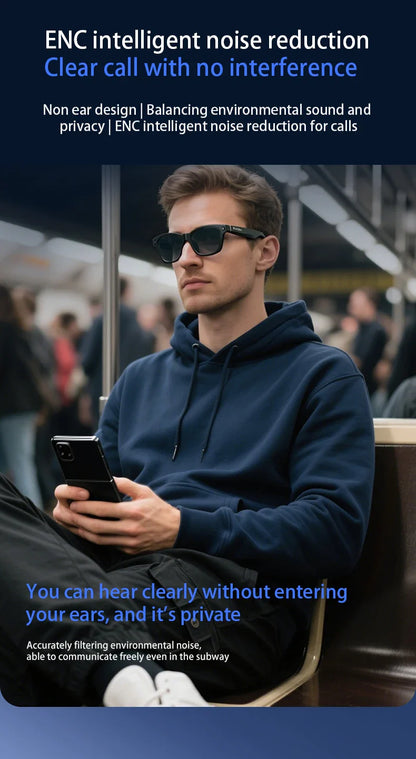 Blackview BV100 Smart Glasses — HD Camera, Bluetooth 5.4, 220mAh Battery, Stereo Bass Speakers, Noise-Cancelling Mic, Wear Detection