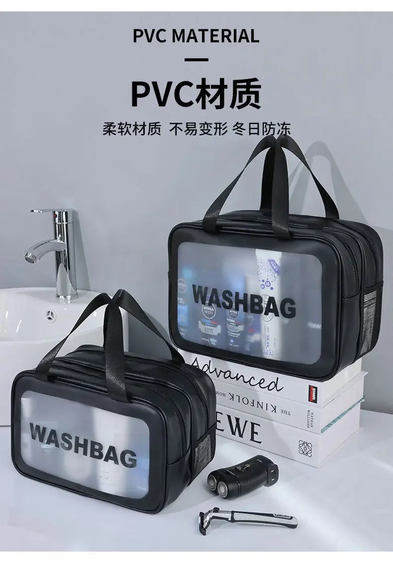 2025 Portable Travel Bag – Dual Transparent Dry & Wet Separation PU Cosmetic Pouch for Fitness and Swimming Essentials