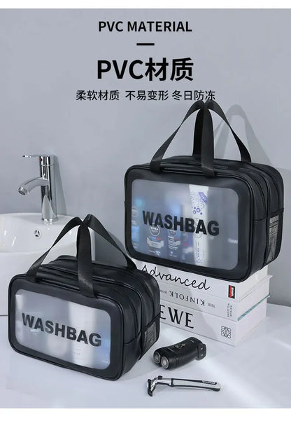 2025 Portable Travel Bag – Dual Transparent Dry & Wet Separation PU Cosmetic Pouch for Fitness and Swimming Essentials