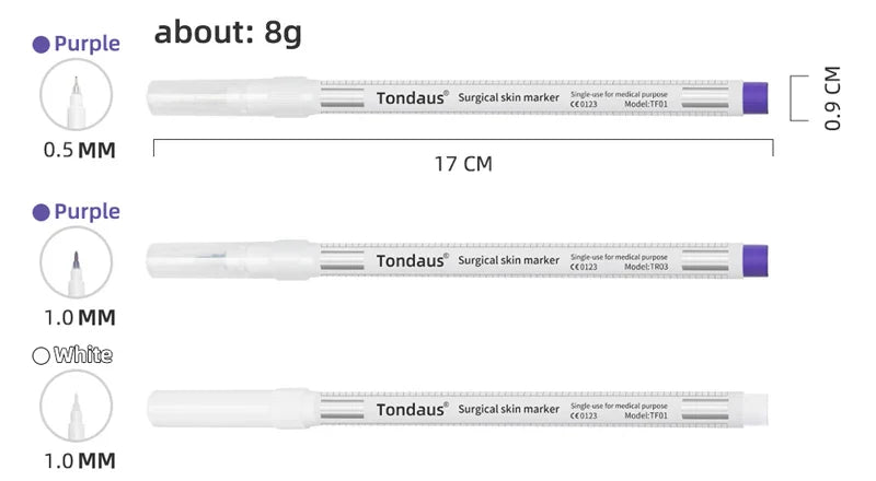 Professional Surgical Sterile Skin Marker Pen – Microblading Tattoo Eyebrow & Lip Marker with Measuring Ruler Set