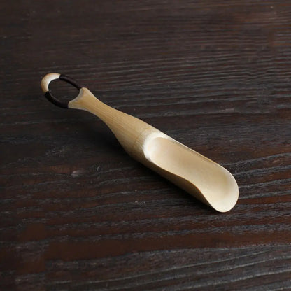 Japanese-Style Natural Bamboo Rattan Tea Scoop – Tea Shovel, Leaves Chooser, Honey & Coffee Spoon, High-Quality Holder