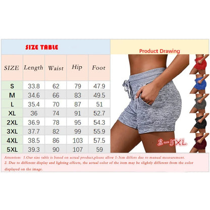 Summer Women’s High Waist Elastic Printed Shorts — Casual Sport Fitness Running Oversize Sweatpants