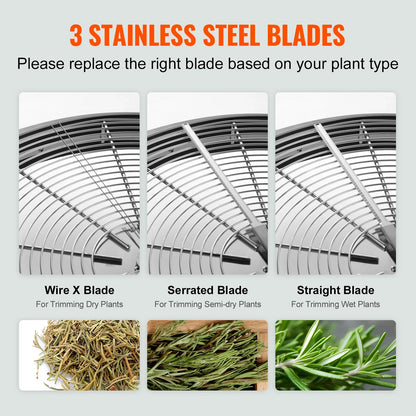 VEVOR 16/19/24 in Manual Leaf & Bud Bowl Trimmer — Stainless Steel Blades, Twist-Spin Cut, Clear Dome