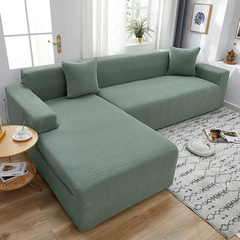 Jacquard Thick Stretch Sofa Cover – Elastic Slipcover for Armchair, L-Shaped & 1–5 Seater Couch Living Room Protector