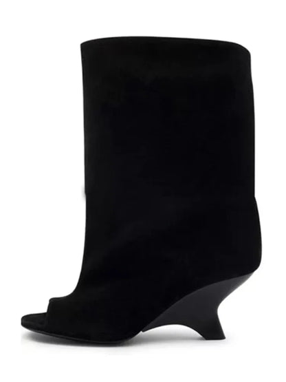 2025 Women’s Fish Mouth Knee-High Boots – Thick Slant Heel Fashion High Heels Spring Summer Large Size