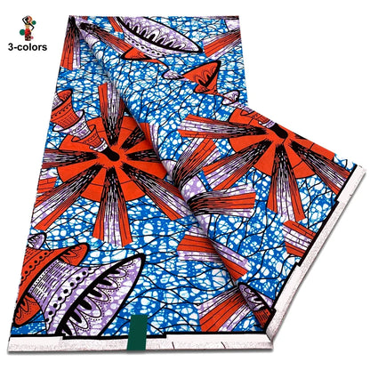African Ankara Wax Fabric - 100% Cotton Soft Pink Pagne Fashion Print