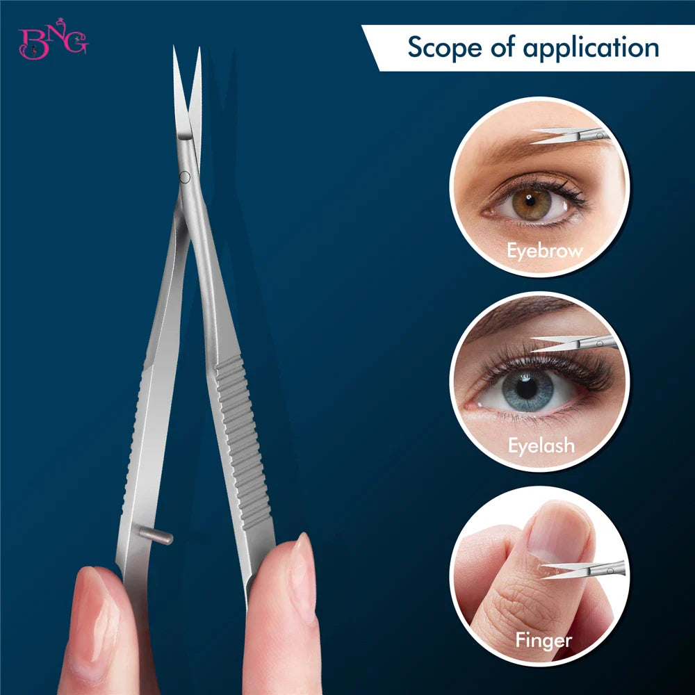 Stainless Steel Eyebrow Makeup Scissors – Curved & Straight Cuticle Trimmer Beauty Tool