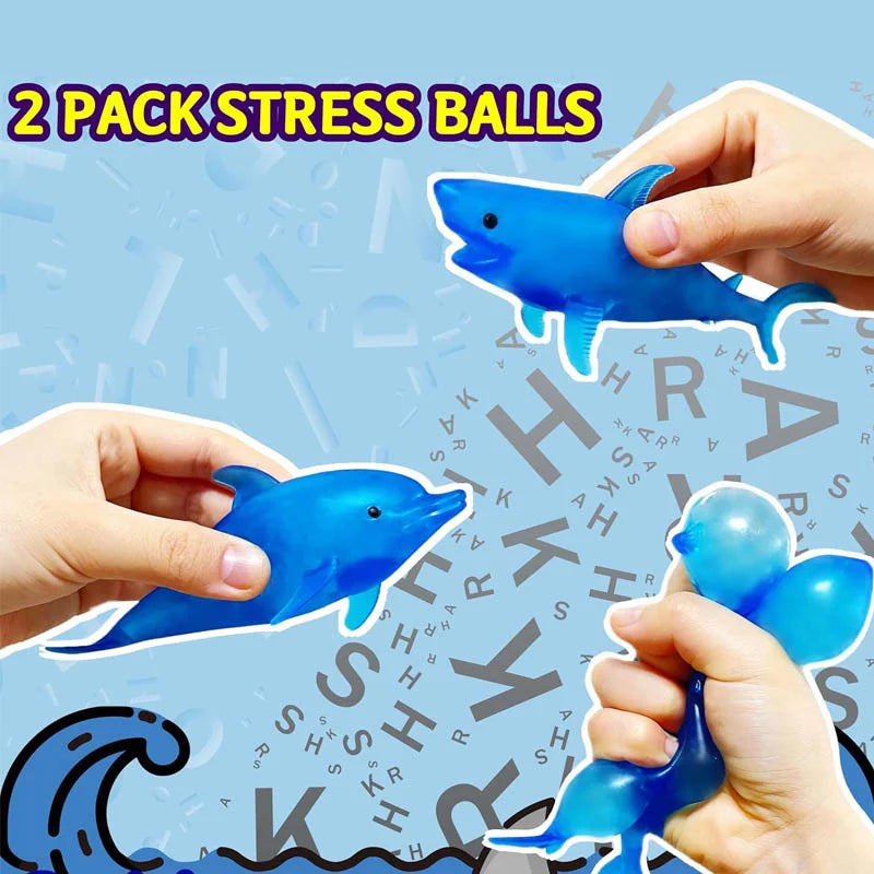 Squishy Shark & Dolphin Stress Balls – Sea Animal Squeeze Toy for Kids & Adults