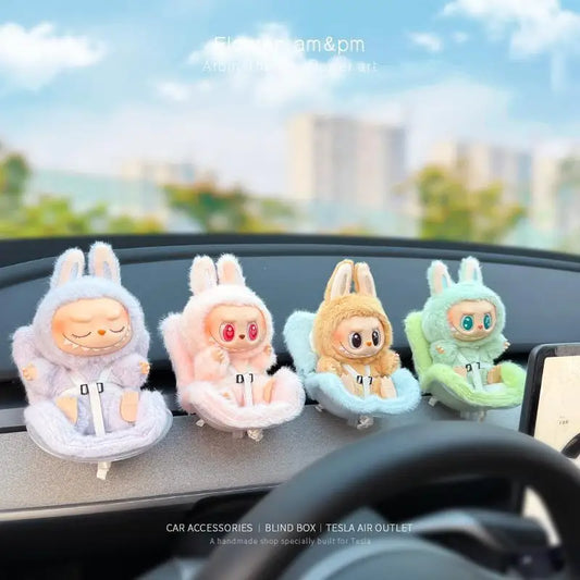 Labubu Car Doll Safety Seat – Kawaii Plush Aromatherapy Air Freshener for Ob11 & Dolls up to 18cm