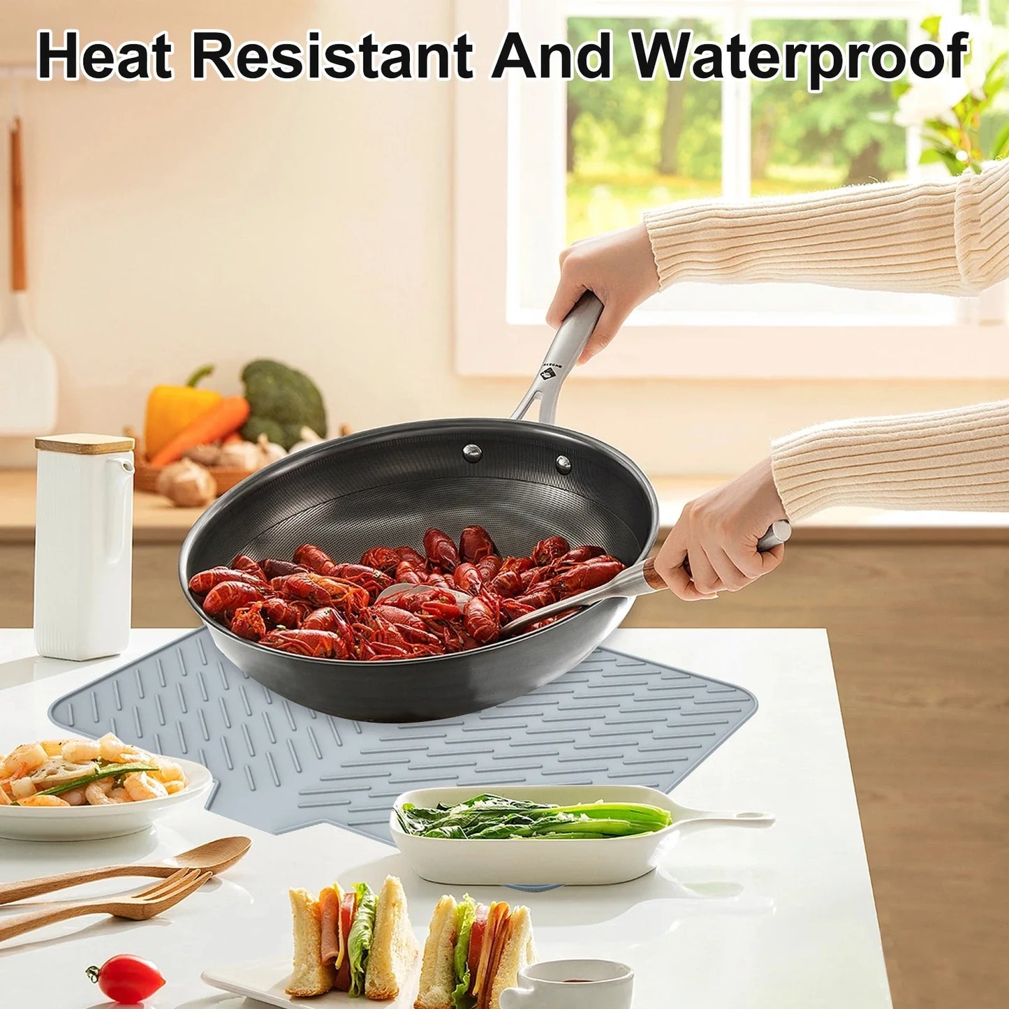 Ultra Absorbent Silicone Dish Drying Mat | Non-Slip, Fast Drying, Heat Resistant & Foldable Pad