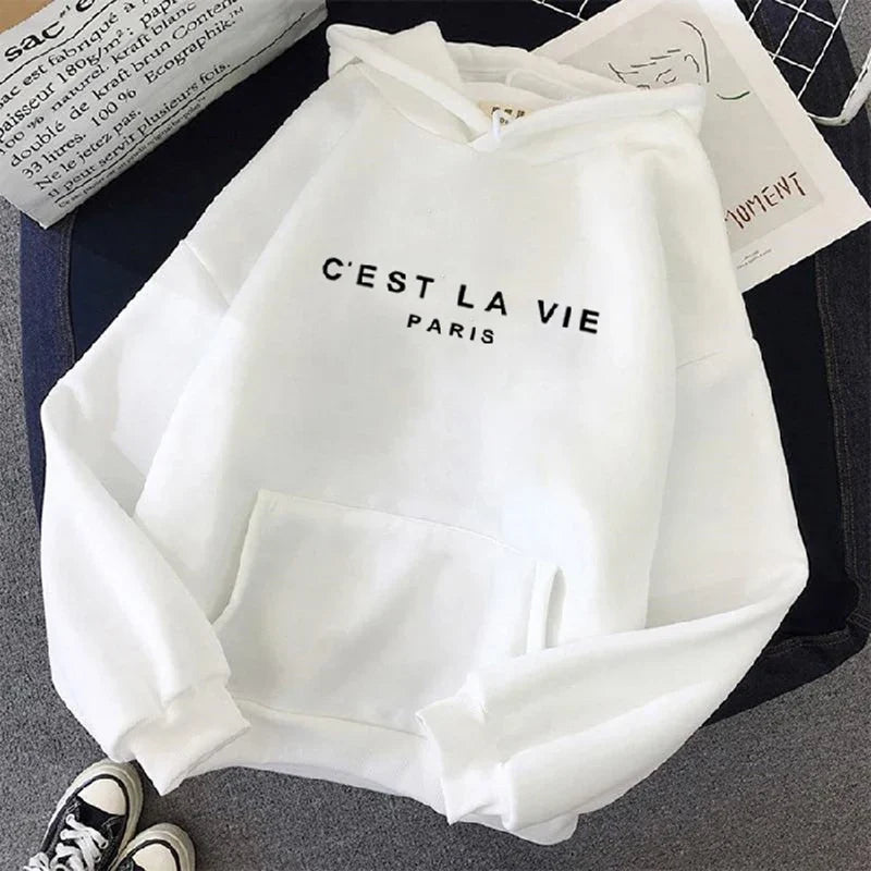 Women's Casual Print Loose Hoodie – Spring Long-Sleeve Harajuku Pullover Sweatshirt, Streetwear Style