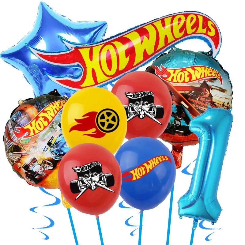 Kids Birthday Party Decoration Kit – Paper Tableware Set with Balloons, Plates, Cups & Tablecloth for Boys Baby Shower Party Supplies