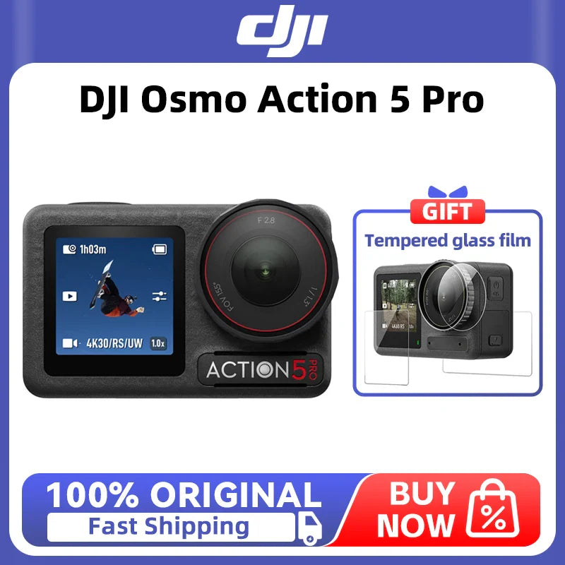 DJI Osmo Action 5 Pro – 4K Camera with 1/1.3" Sensor, 4-Hour Battery, 360° HorizonSteady & Robust Stabilization
