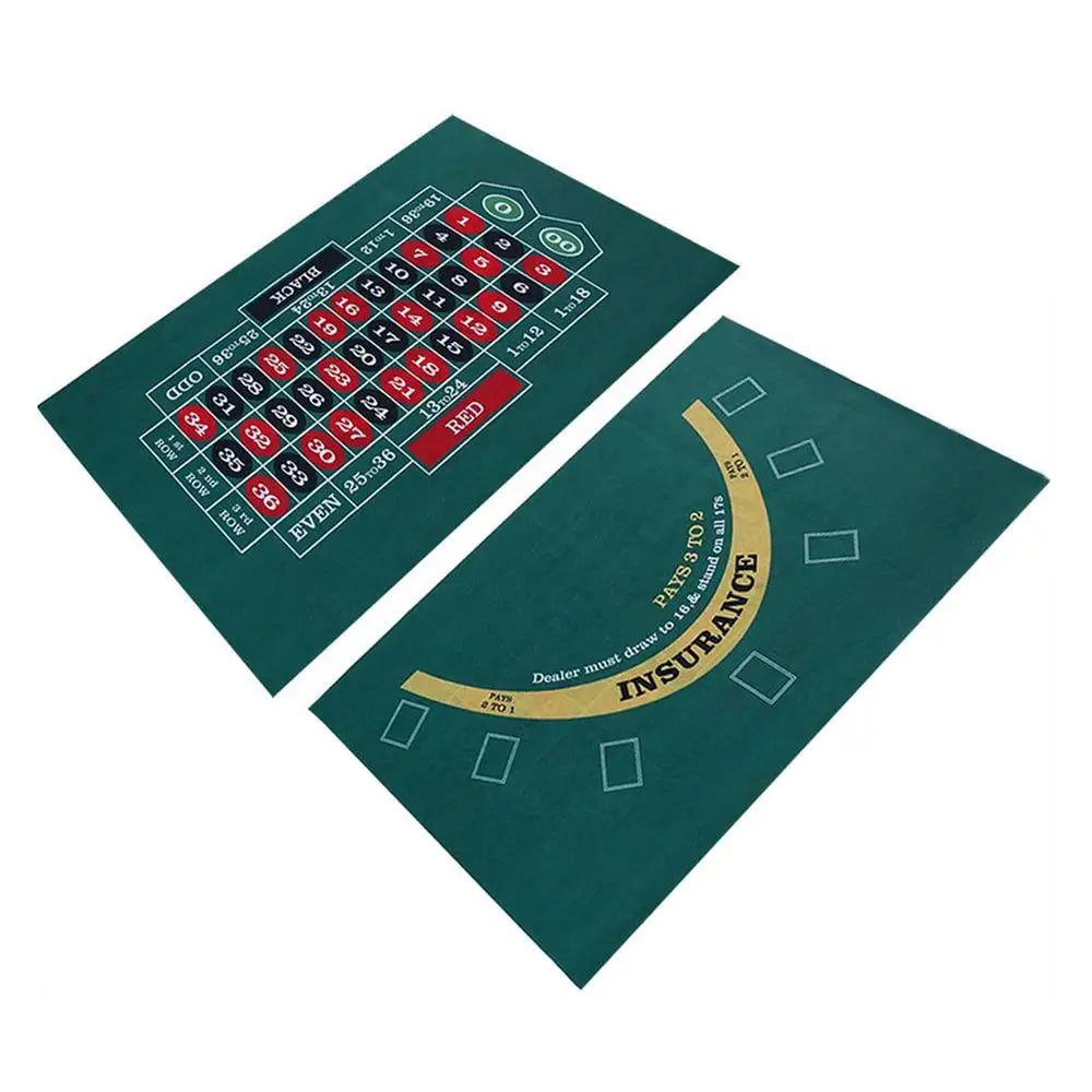 Double-Sided Tabletop Casino Felt Layout Mat – Professional Poker, Texas Hold'em & Blackjack for Roulette Games