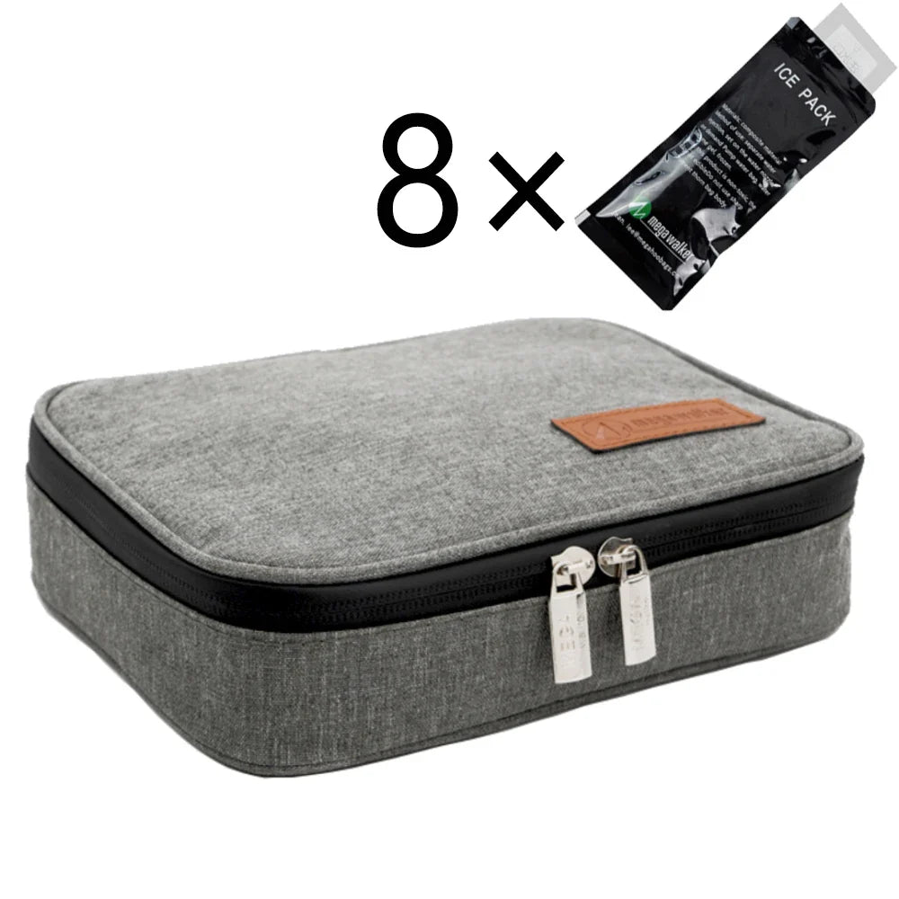 Mega Insulin Cooler Box – Portable Medium-Sized Insulated Travel Case for Diabetics with Nylon Fabric & Aluminum Foil Lining