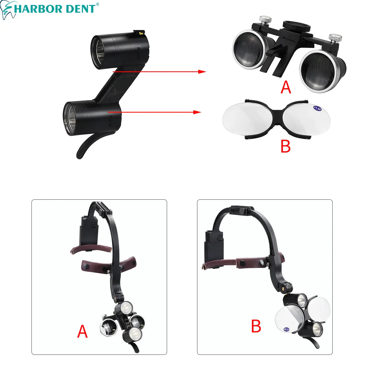 5W Dental LED Headlight – 2.5X/3.5X Magnification Binocular Loupes with 2 Filters for Dentist Surgery