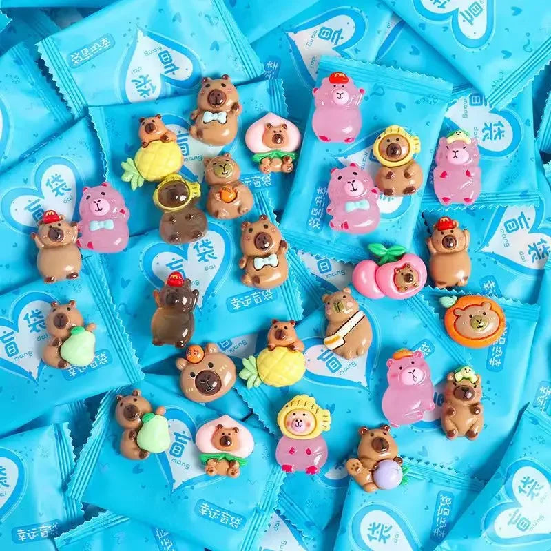 Cartoon Kapibara Miniature Supermarket Food Animal Random Style Model Ornaments Kids Gift