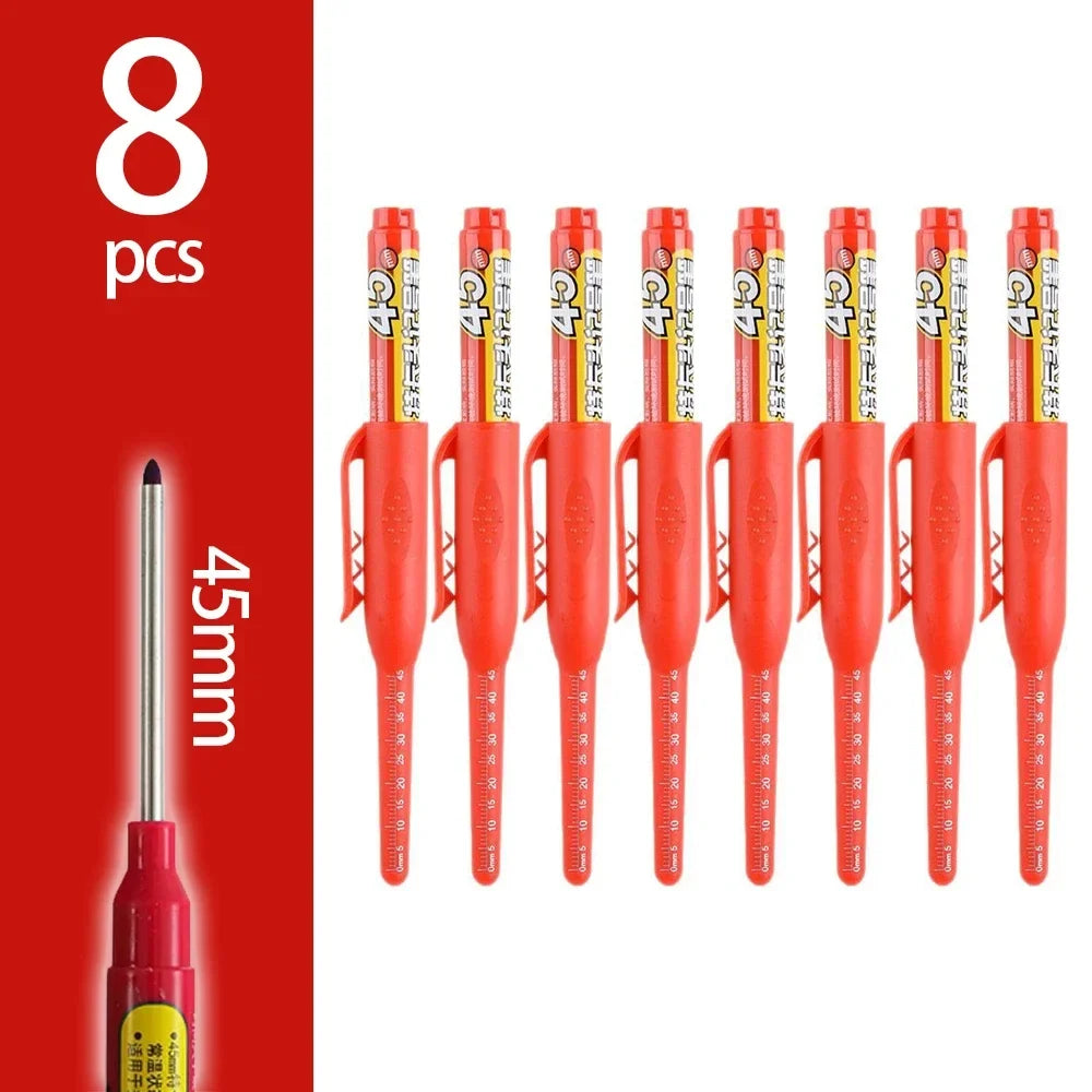 45mm Deep-Hole Carpenter Marker Pen - Long-Nib Woodworking Marking Pen for Measuring & Construction