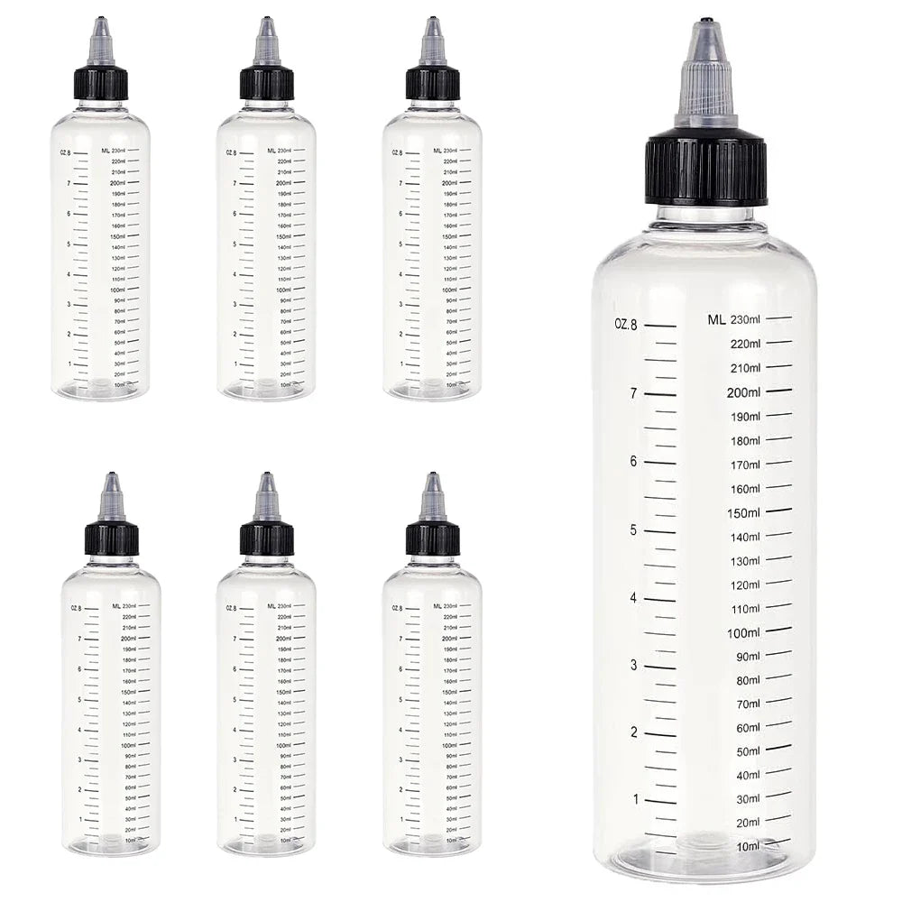 5PCS Graduated Plastic Squeeze Bottles – 30/50/100/250ML Dispensing Bottles with Twist Cap for Tattoo Pigment & Ink
