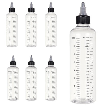 5PCS Graduated Plastic Squeeze Bottles – 30/50/100/250ML Dispensing Bottles with Twist Cap for Tattoo Pigment & Ink