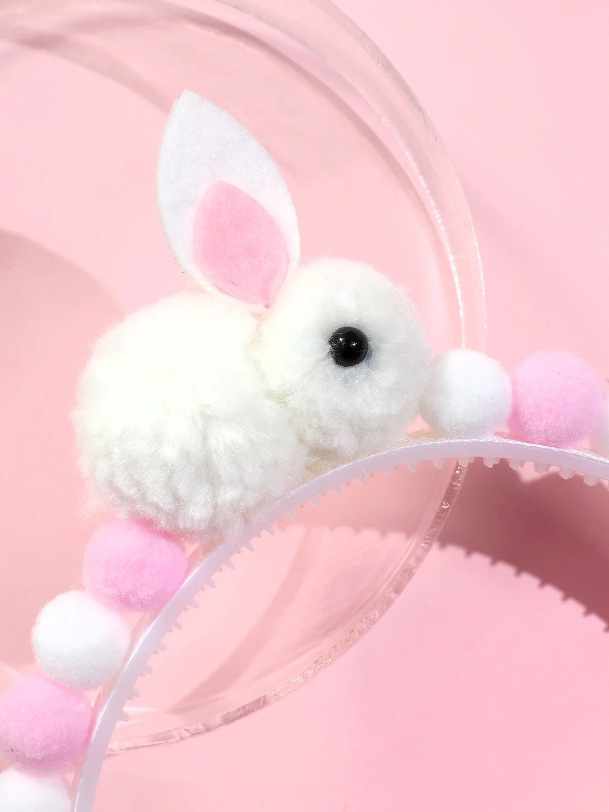 Girls’ Bunny Ear Fur Ball Headband - Cute Winter Hair Accessory for Kids