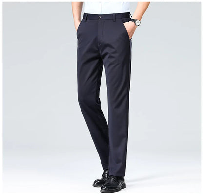 Men's Summer & Autumn Dress Pants – Thin Formal Work Trousers | Business Casual Black & Wine Red Long Pants