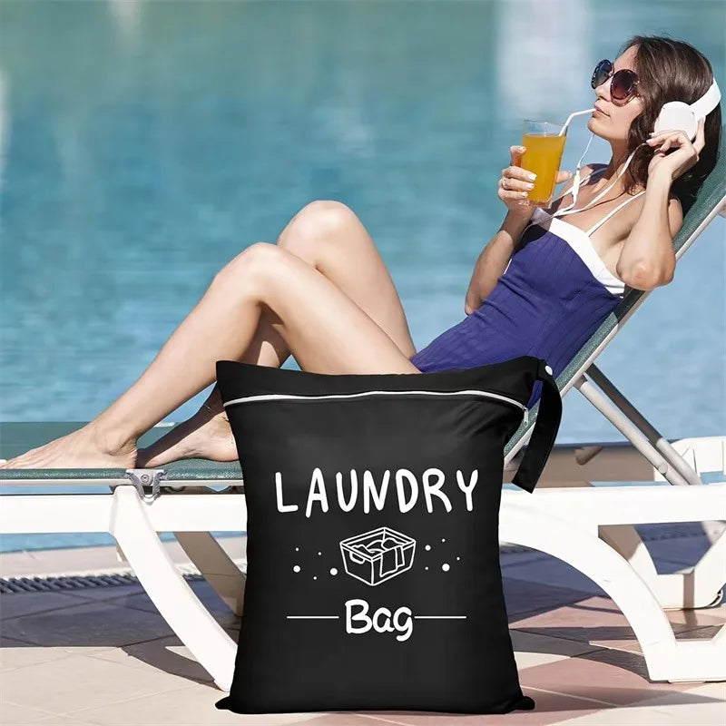 Waterproof Travel Laundry Bag – Large Capacity Portable Handheld Wash Bag, Zipper Oxford Cloth Storage for Clothing & Exercise Gear
