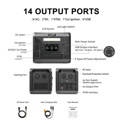 SOLARPLAY Q2501 Portable Power Station - 2160Wh LiFePO4 Solar Generator with 2400W AC Output